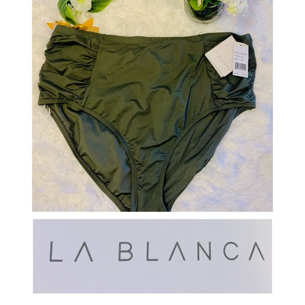 NWT La Blanca Swim Bottoms Tummy Control Olive 20W